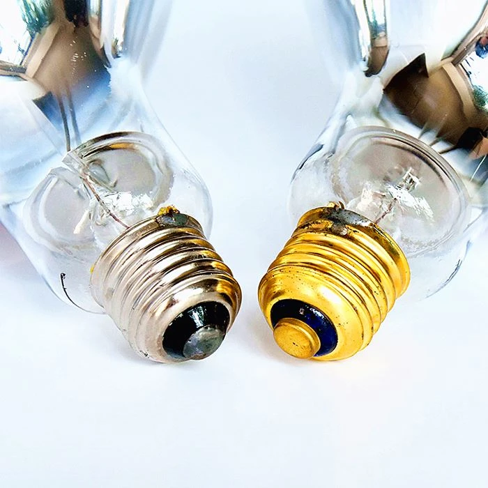 details of red heat lamp bulbs